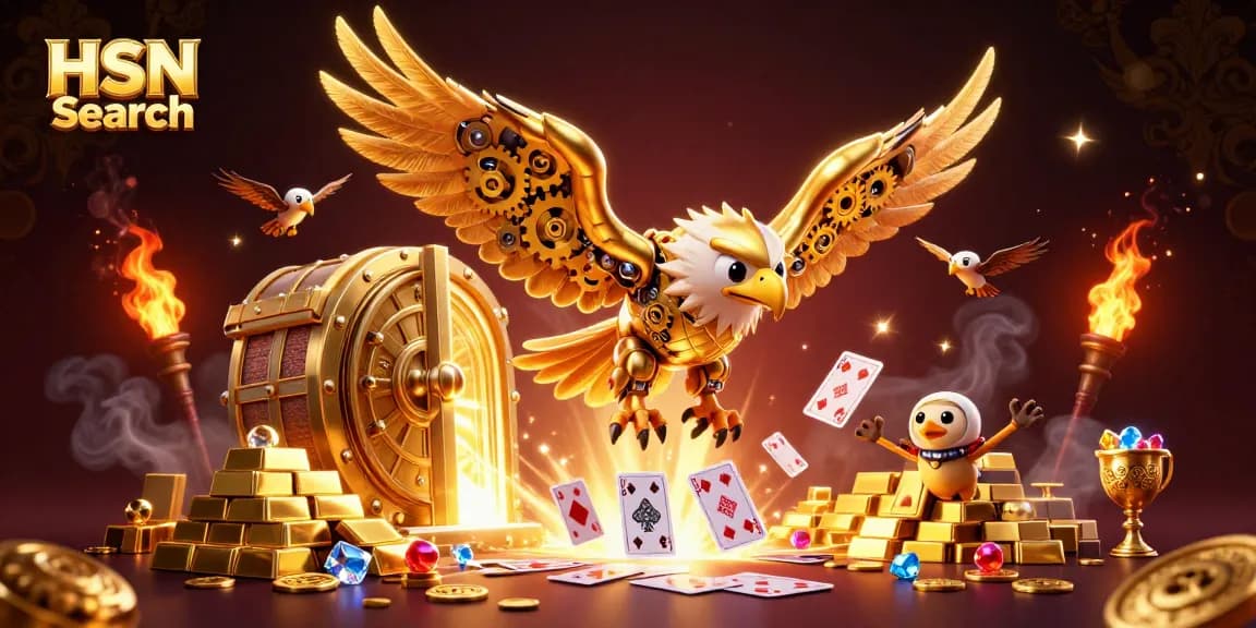 Experience HSN Search with our interactive 3D casino illustration filled with treasures and vibrant card dynamics.