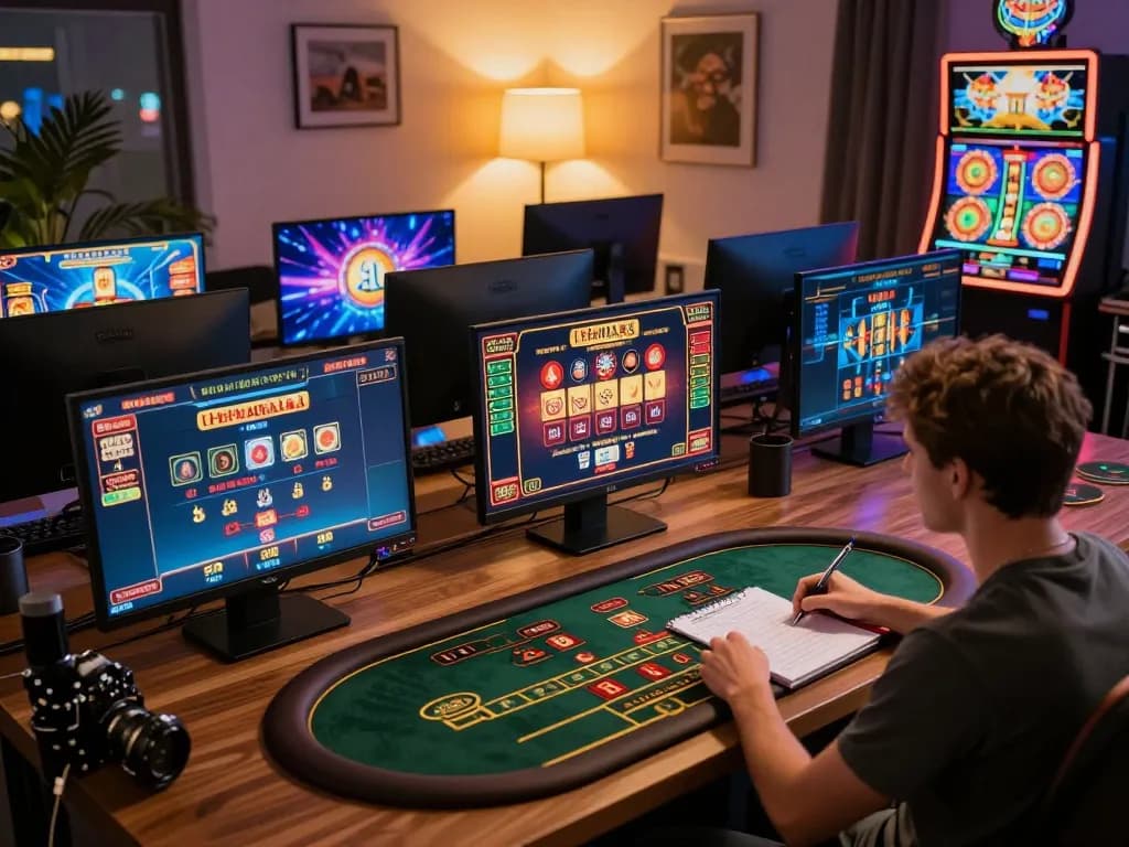 Engaging with cm88 online games in a modern gaming setup, user analyzing strategies and enjoying the experience.