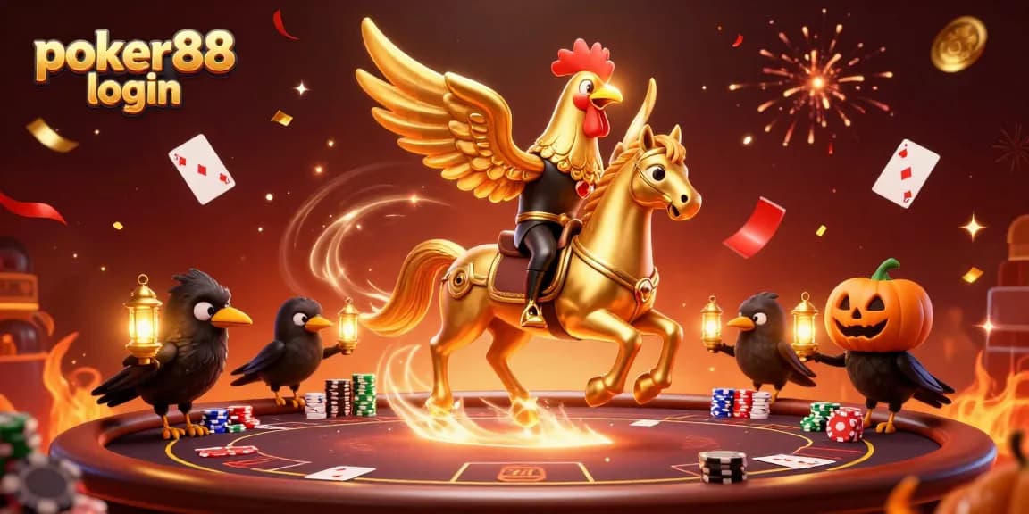 Experience the thrill of poker88 login with vibrant casino elements and dynamic characters.