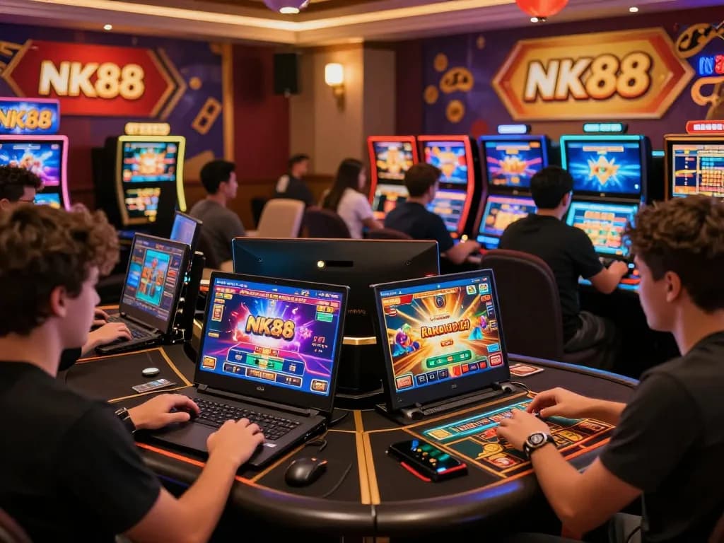 Engagement in NK88 online casino promotions and gameplay with vibrant interface.