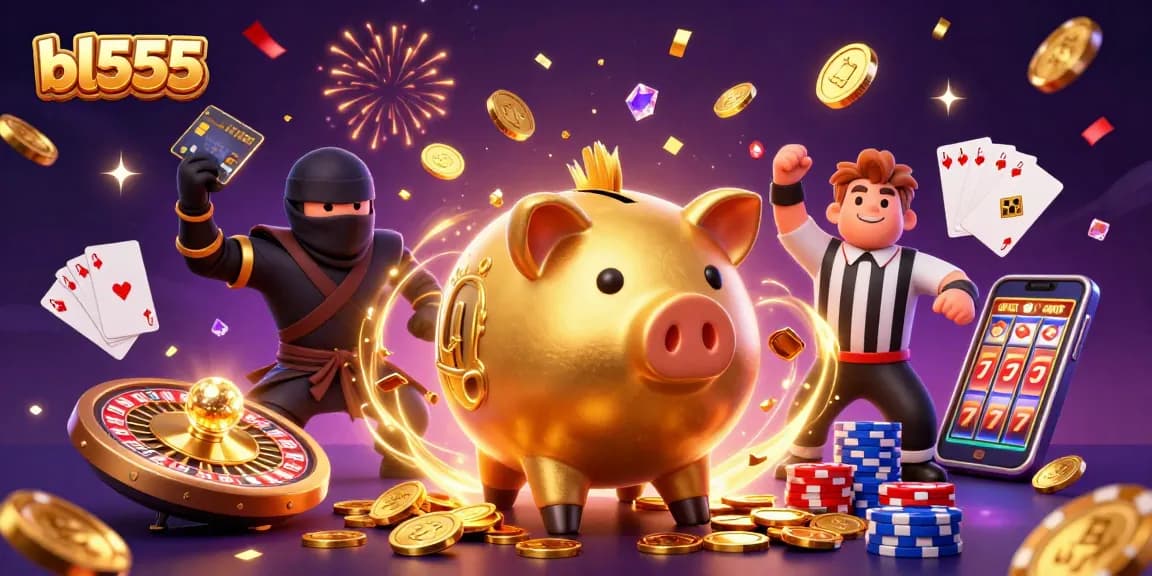 Experience thrilling gaming action with bl555, featuring dynamic characters celebrating casino success.