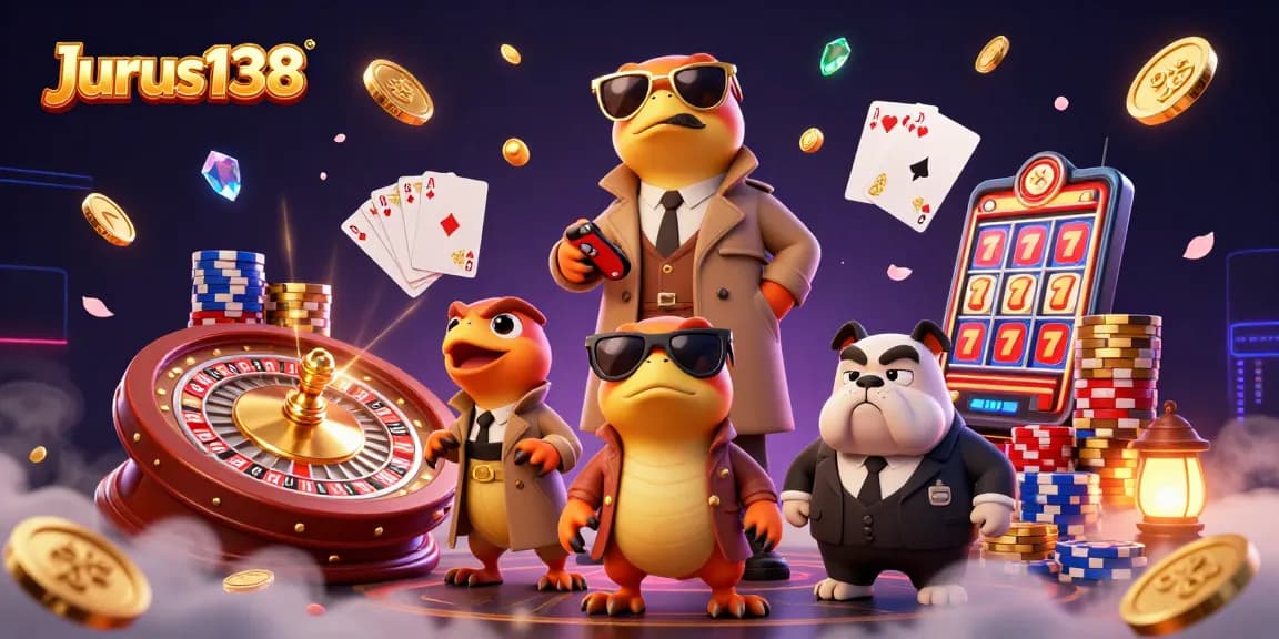 Experience thrilling gameplay at Jurus138 with raptors and casino elements, capturing excitement.