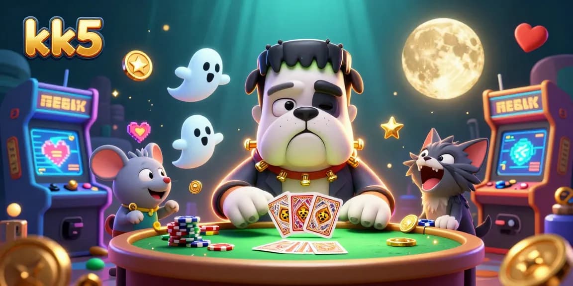 Experience thrilling gameplay and jackpots at kk5 with a lively casino scene featuring unique characters.