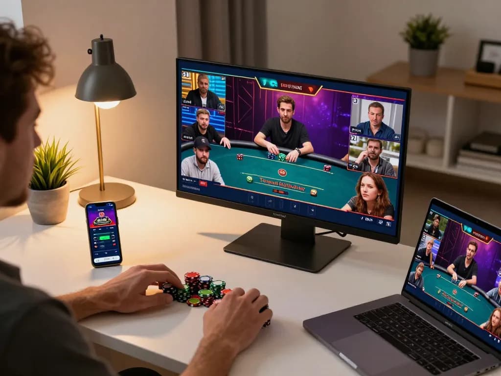 Win high-stakes poker hands online at VIN777's engaging casino app interface.