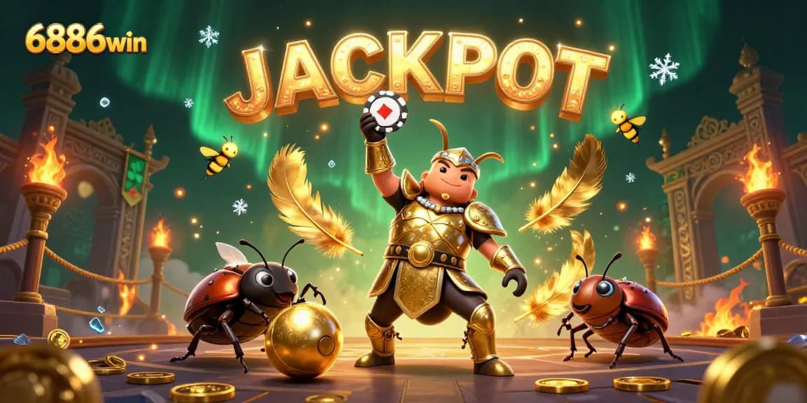 Experience thrilling wins at 6886win with a dynamic 3D casino scene celebrating jackpots.
