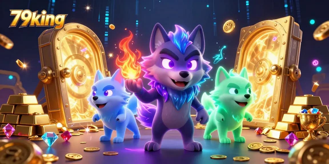 Experience thrilling adventures with 79king's captivating casino scene filled with treasures and wolf companions.