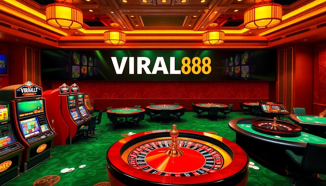 Experience the excitement of gambling at VIRAL88's luxurious casino with vibrant slot machines and engaging games.