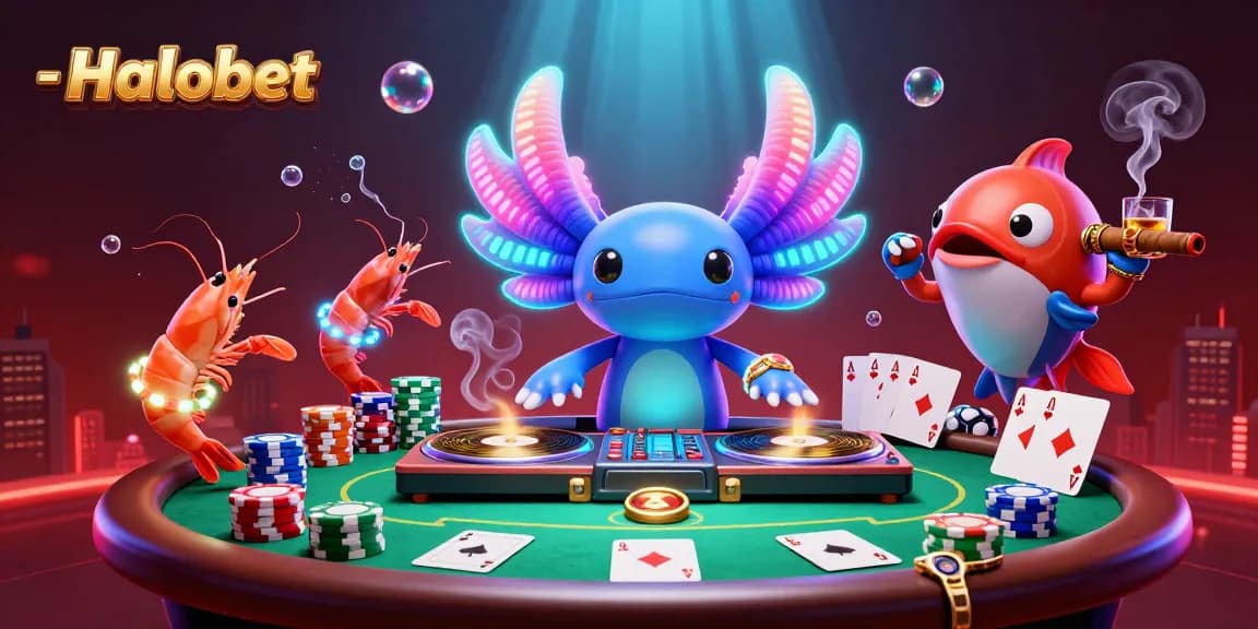 Merayakan kemenangan di Halobet dengan ilustrasi 3D kasino yang penuh warna