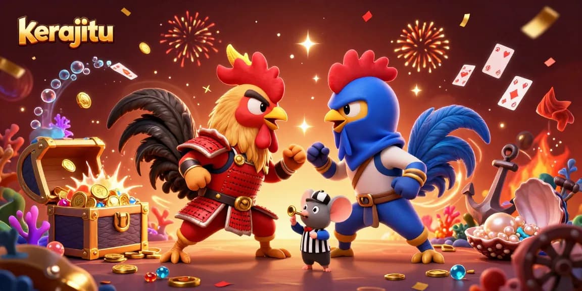 Experience the thrilling kerajitu showdown of roosters in epic casino style!