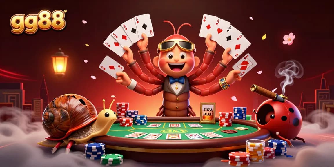 Engage in thrilling gameplay with gg88 as cartoon characters at an exciting casino scene.