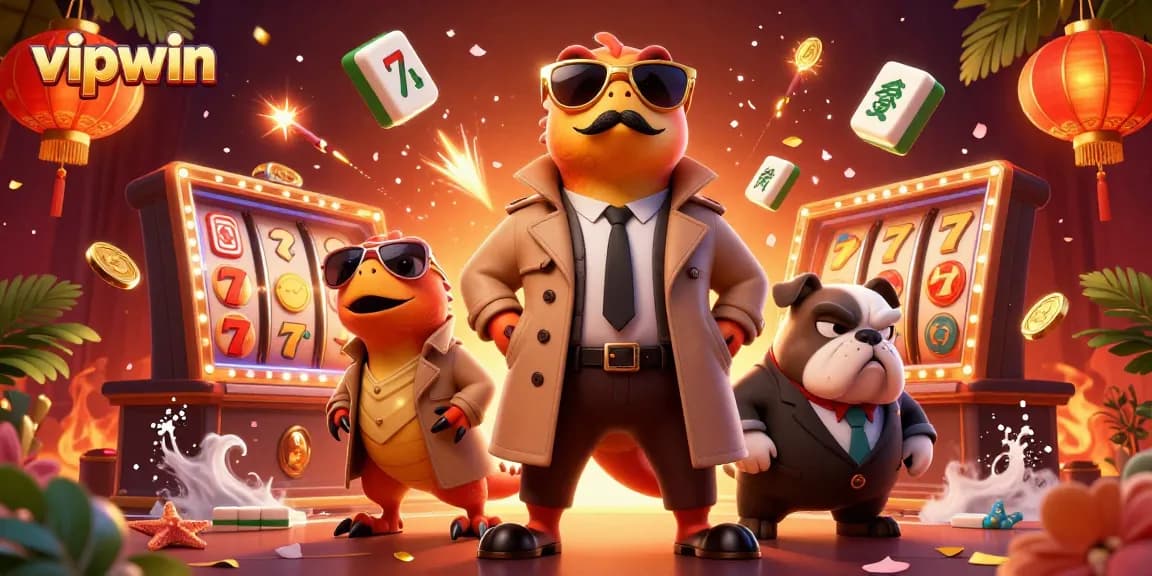 Experience the thrill of vipwin at this vibrant casino lounge with animated raptors seeking entry.