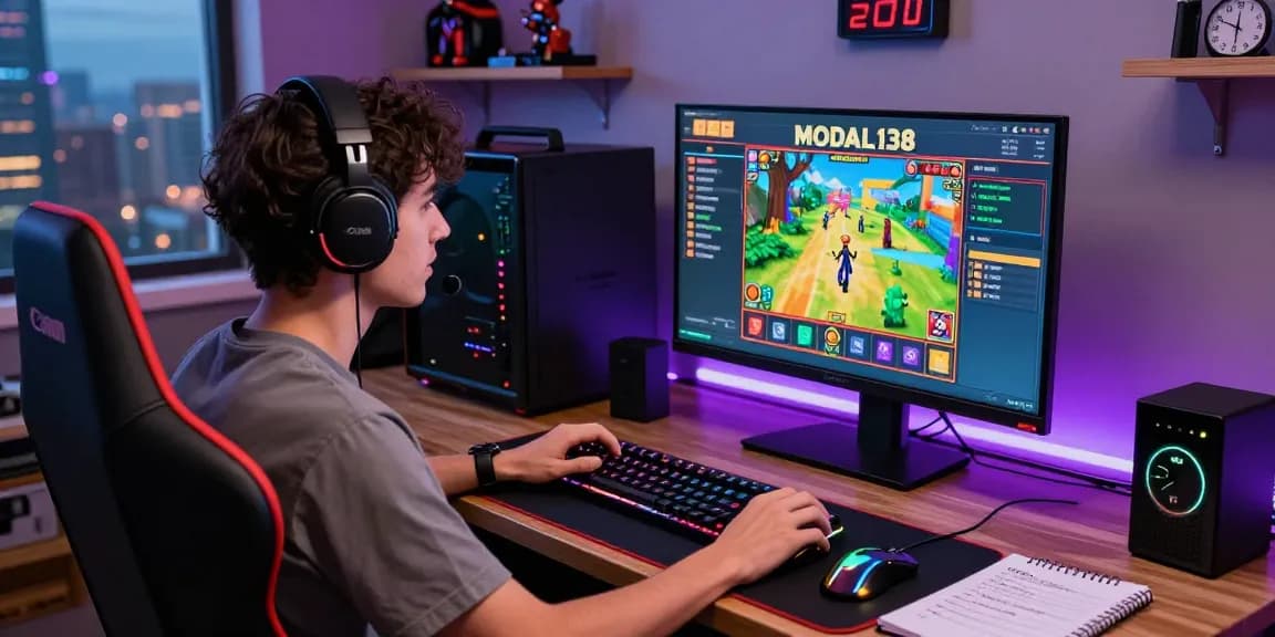 Pemain antusias bermain game slot Modal138 secara online, menampilkan pengalaman gaming yang mendalam.
