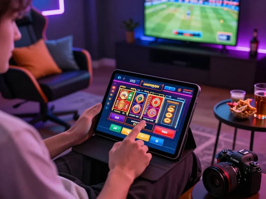 Engaging Ligasedayu online gaming experience with tablet showcasing vibrant casino games