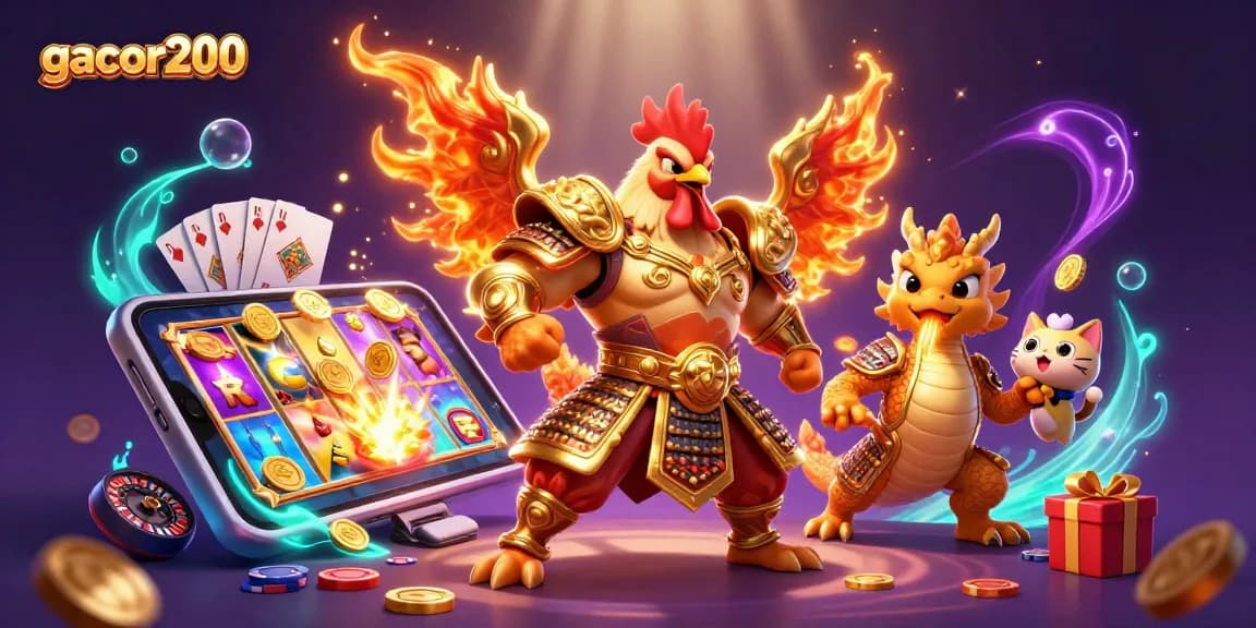 Menangkan permainan slot gacor200 dengan karakter ayam jantan dan naga berarmor yang bersemangat.