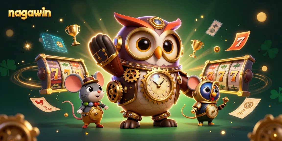 Experience thrilling gameplay at nagawin with a vibrant steampunk casino illustration.