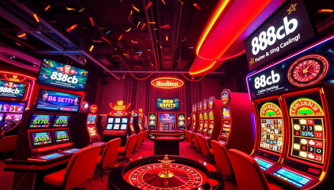88clb online casino featuring vibrant gaming interfaces and excited players.