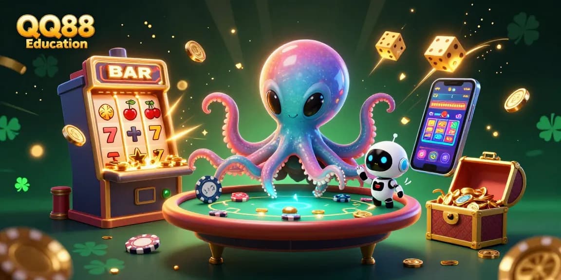 Engage in thrilling casino action with QQ88 Education's vibrant alien-themed gaming scene.
