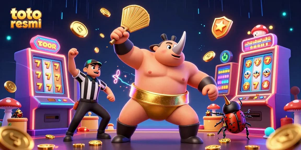 Experience thrilling gameplay with toto resmi in a vibrant slot machine scene featuring cartoon characters and dynamic casino elements