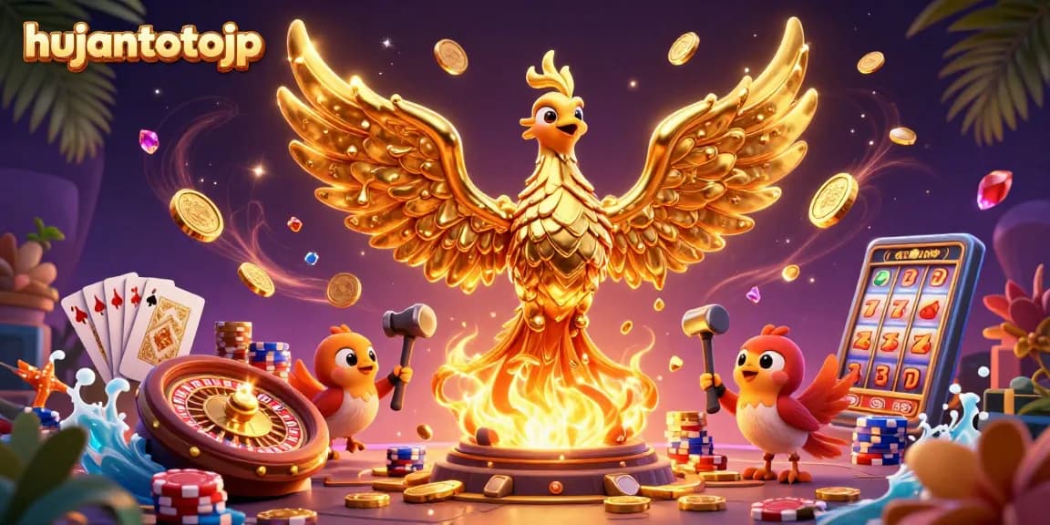 Rasakan sensasi permainan hujantotojp dengan phoenix emas dan koin yang mengalir.