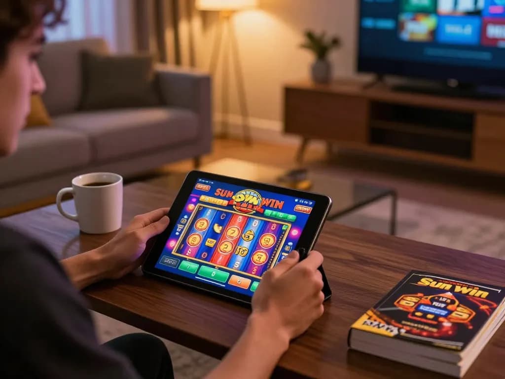Chơi Sun win trên máy tính bảng trong không gian chơi game ấm cúng với đồ họa sống động và sách chiến lược