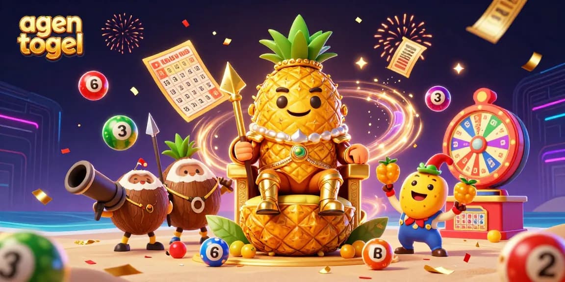 Experience exciting agen togel action with vibrant lottery elements and characters in a fun casino scene.