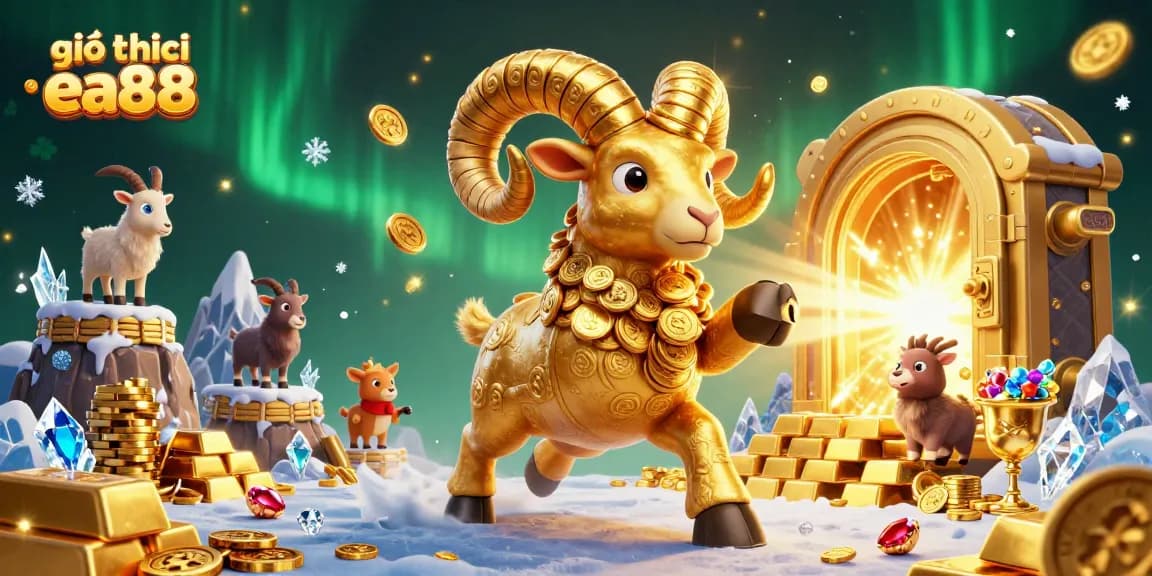 Experience action-packed gaming with giới thiệu ea88 showcasing vibrant casino elements and dynamic gold ram illustration.