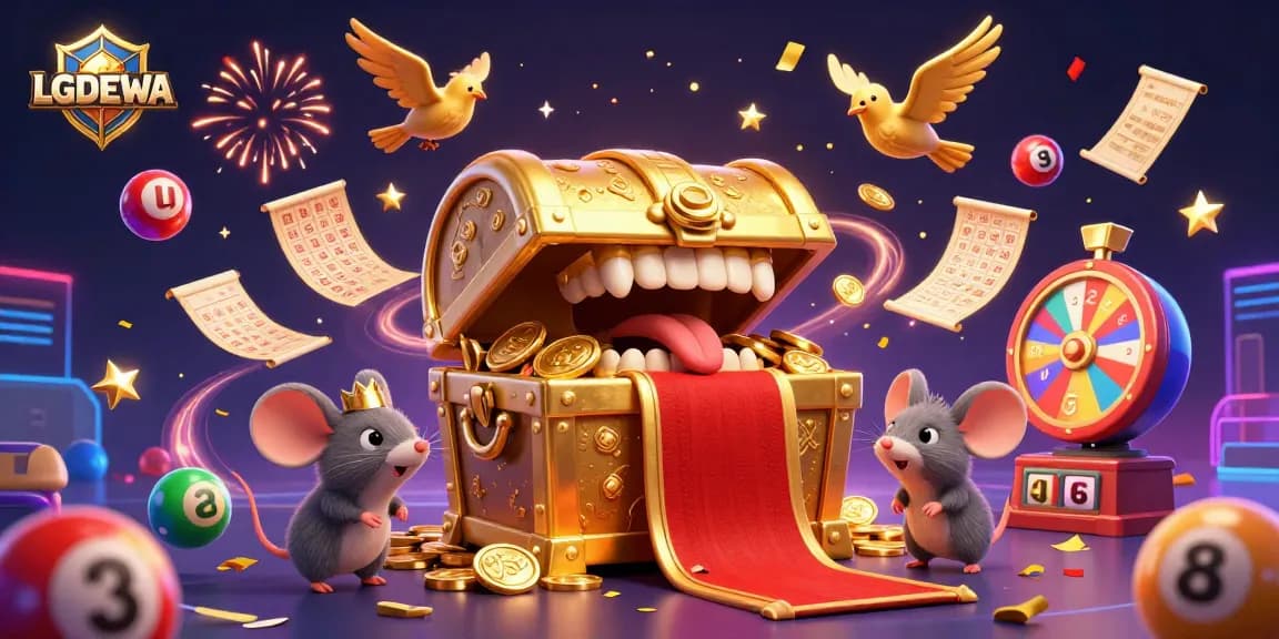 Experience the thrill of LGODEWA with a vibrant lottery scene filled with excitement and colorful elements.