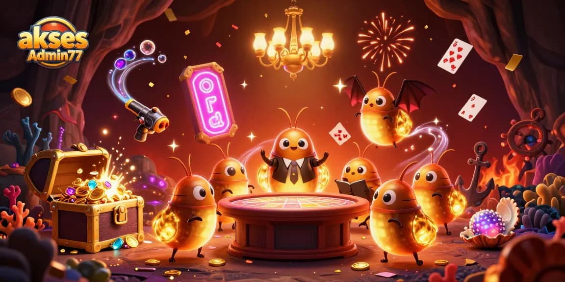 Engage in thrilling games with akses Admin77 at this vibrant cave casino illuminated by glowworms.
