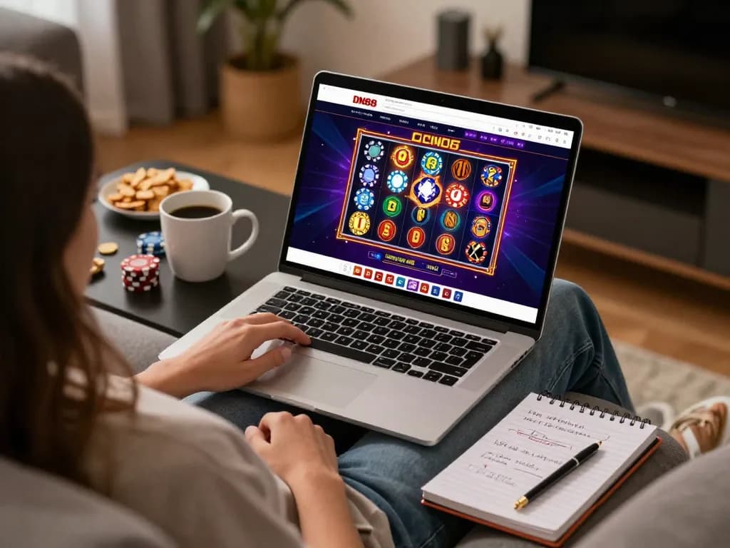 Engaging session on DN88 platform with exciting online gaming visuals on a laptop screen
