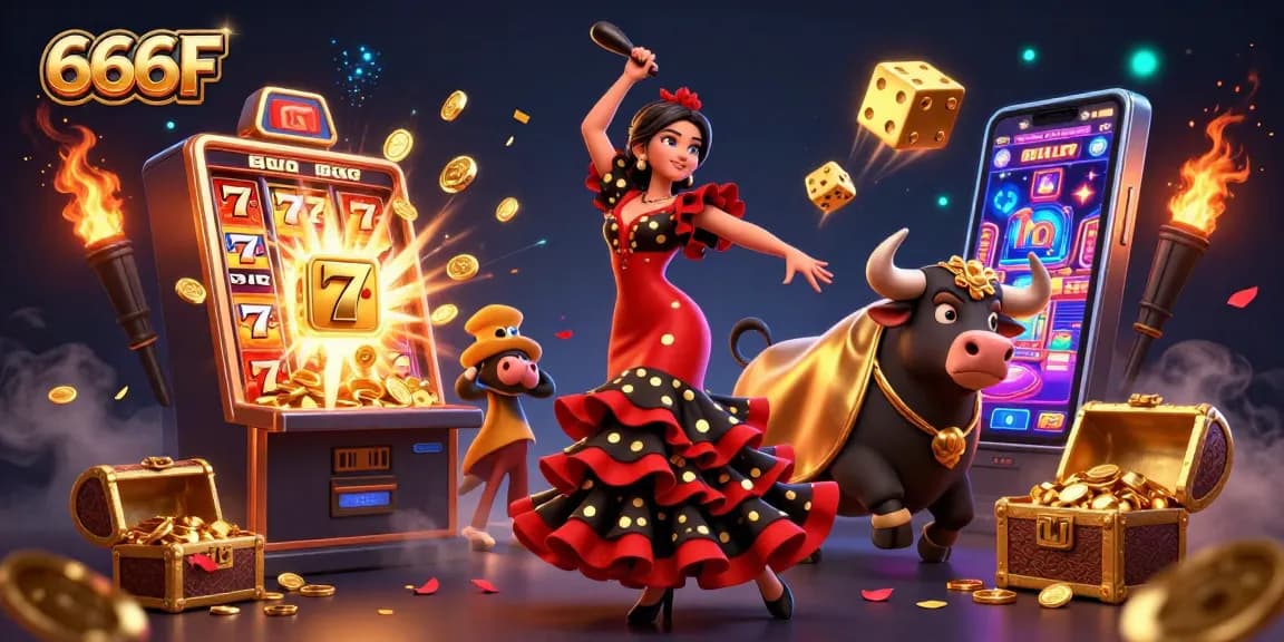 Experience excitement with 666F, featuring vibrant characters and dynamic casino elements.