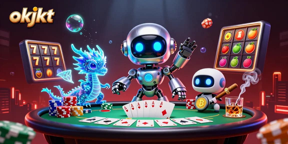 Menangkan permainan slot di okjkt dengan ilustrasi kasino yang menarik dan elemen kasino hidup.