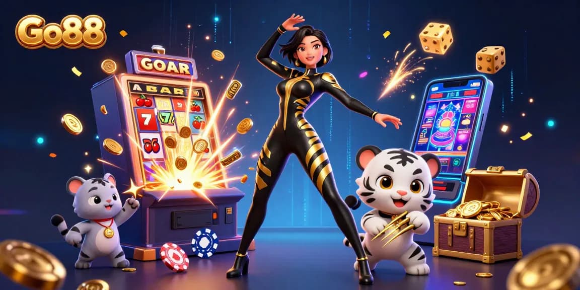 Engage with Go88's thrilling gaming experience featuring dynamic characters and casino elements.