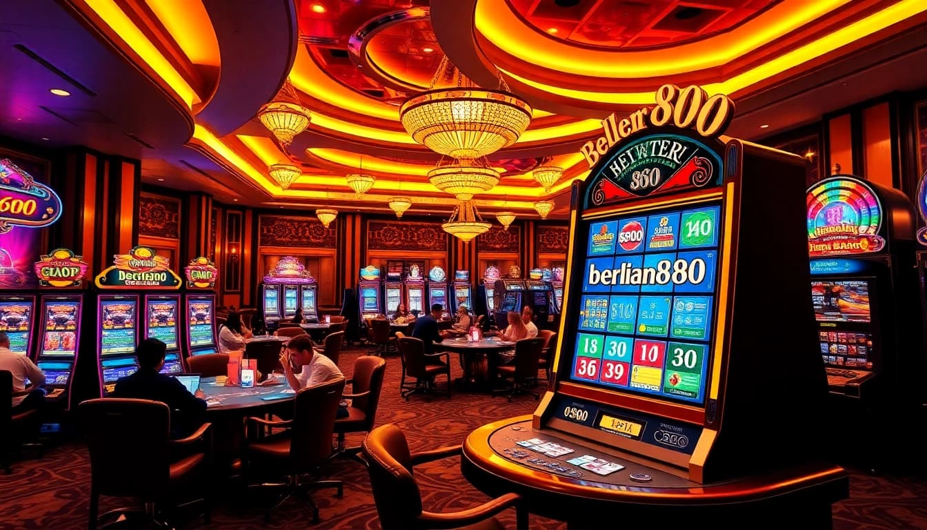 Berlian888 slot machine with players enjoying a vibrant casino atmosphere