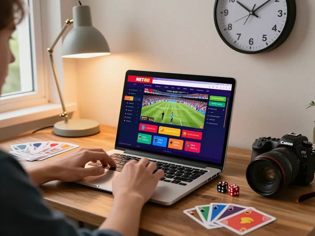 Interactive user experience on NET88 betting platform with vibrant graphics and gaming elements.