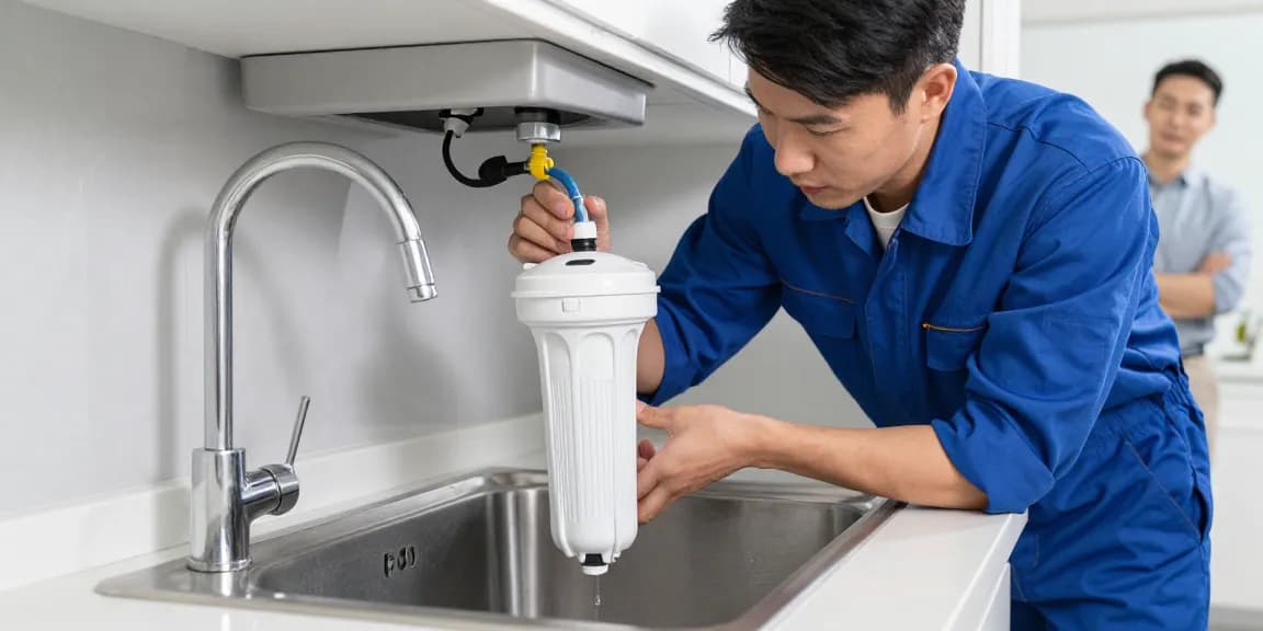 Waterdrop RF10-UF 0.01 μm Water Filter Replacement for Waterdrop 10UA/10UA-UF, trusted local technician performing quality installation.
