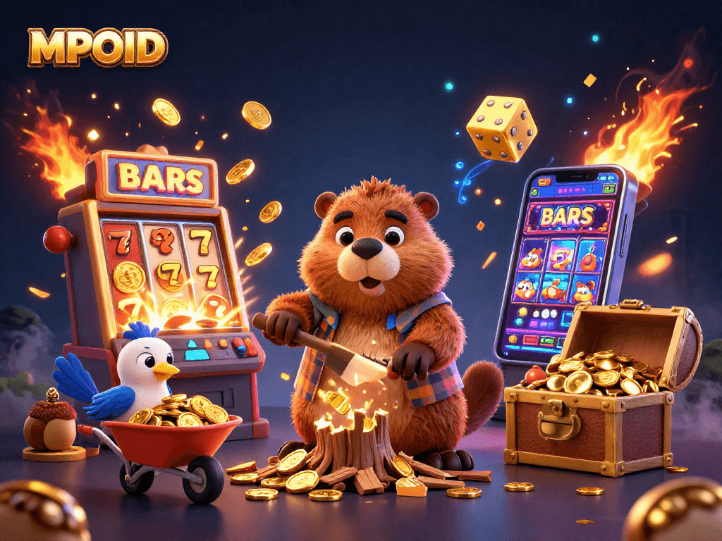 MPOID invites players to experience vibrant slot gameplay amidst golden coins and luck symbols.