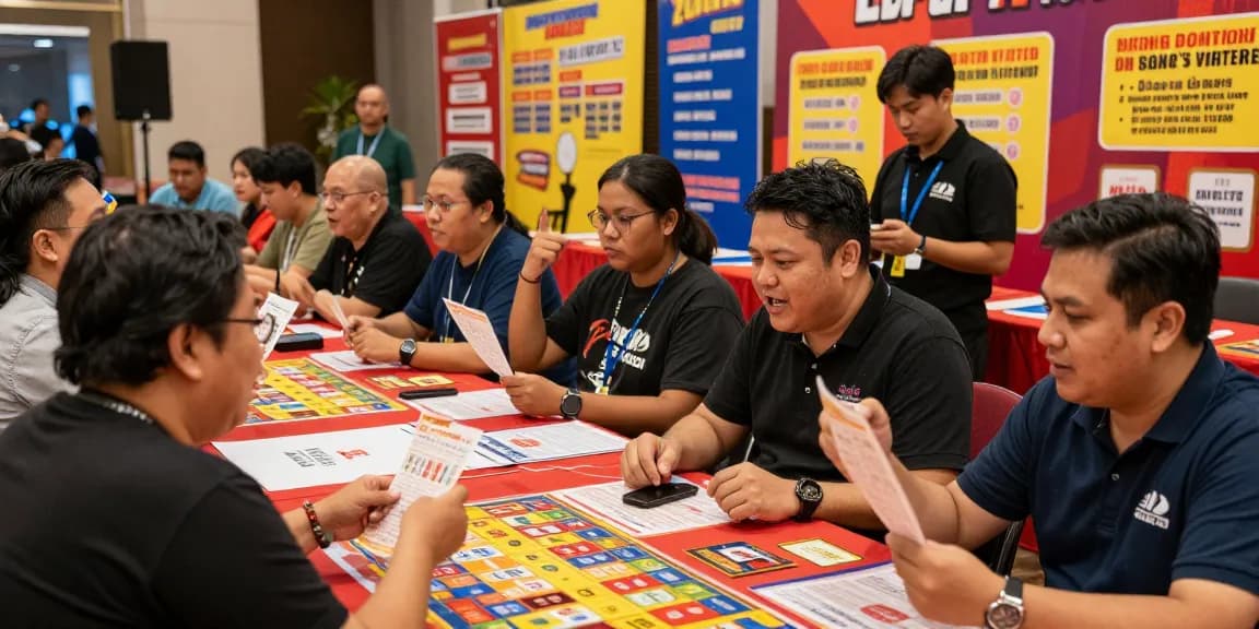 Exciting atmosphere of participants engaging in situs togel lottery game