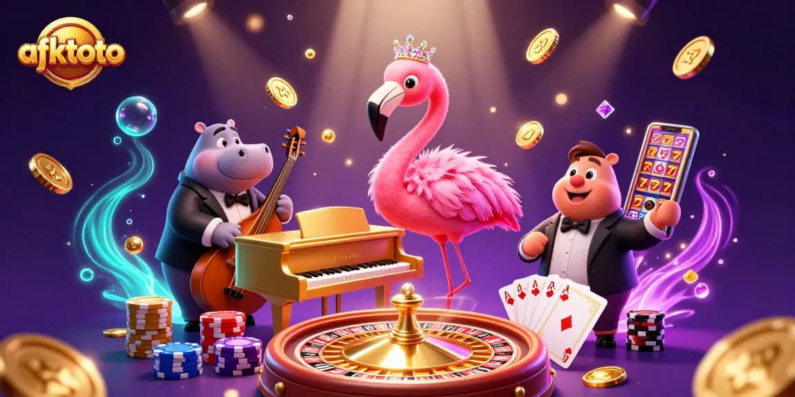 Experience the thrill of afktoto with vibrant casino characters and dynamic game elements in an engaging 3D scene.