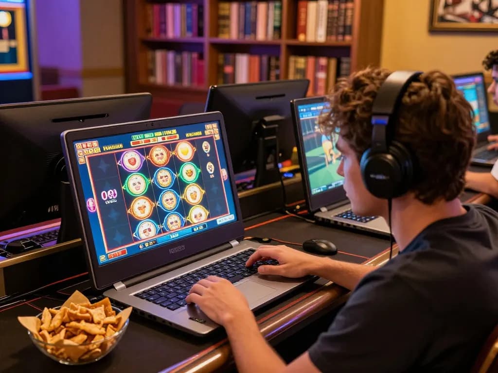 Player engaging with lv88 online slots during a cozy home gaming session.