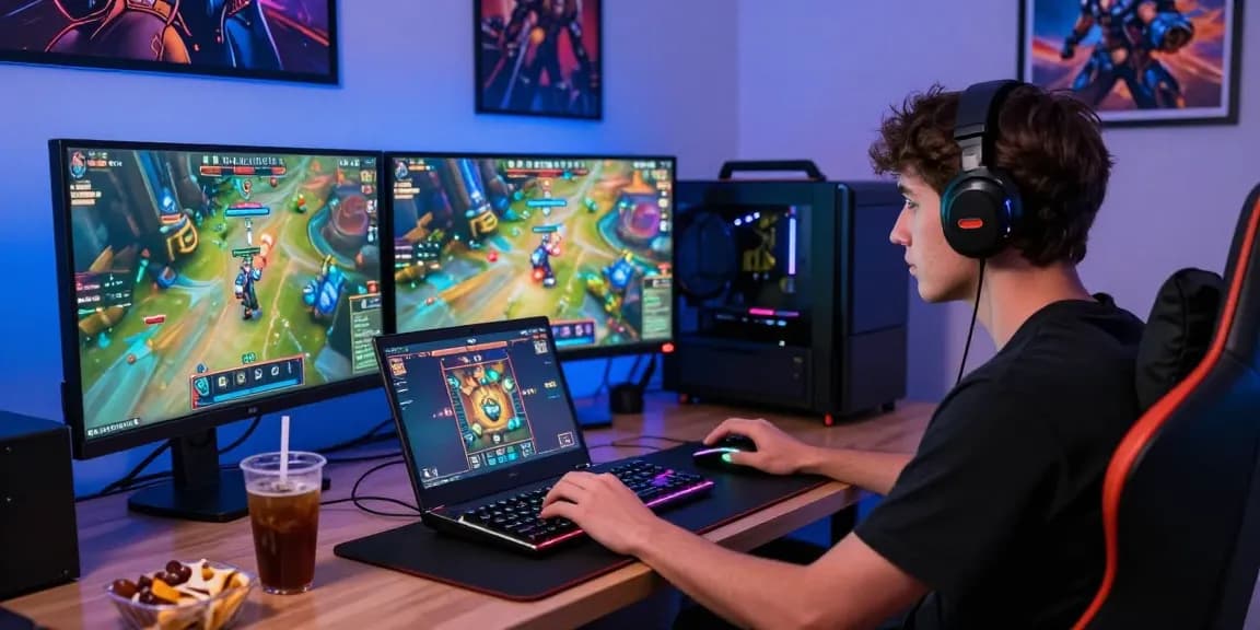 Pengguna nagahitam303 login sedang menikmati permainan slot RTP online dengan gaming setup modern.