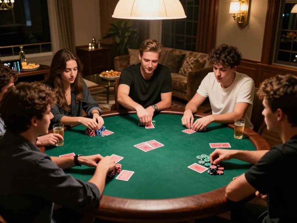 Players enjoying a poker game at a stylish table showcasing the excitement of situs gacor gameplay.