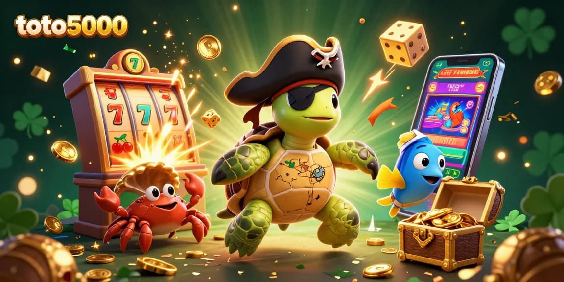 Enjoy exciting winnings with toto5000 at a vibrant 3D casino scene featuring colorful characters and dynamic elements.