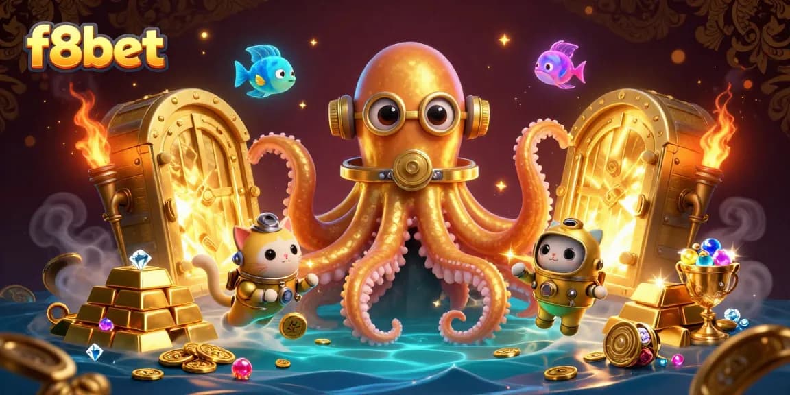 Experience f8bet's thrilling adventure in a vibrant 3D casino world filled with treasures.