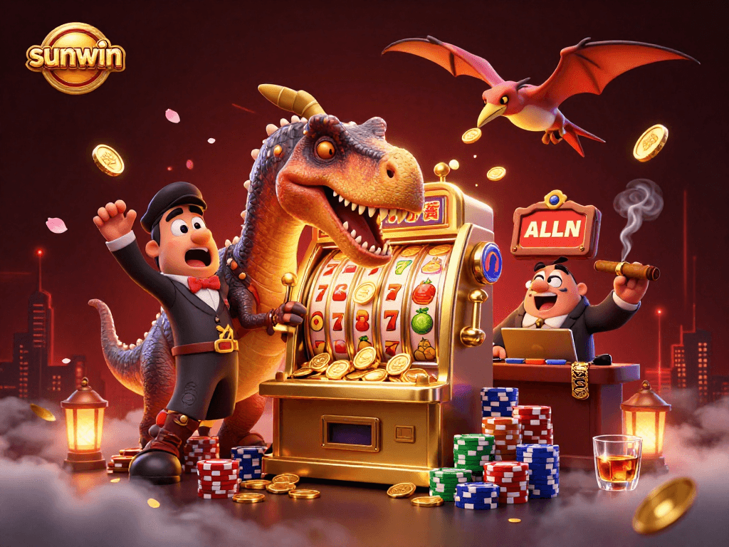 Catch golden coins with sunwin as a pachycephalosaurus activates the jackpot machine!
