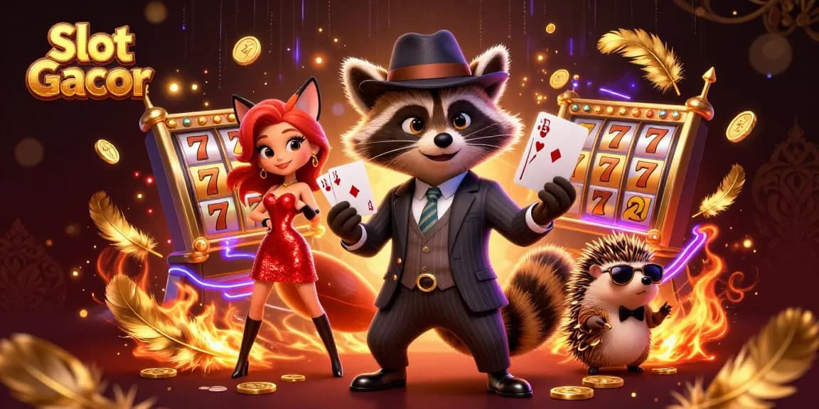 Engage with Slot Gacor as raccoon in a pinstripe suit reveals a royal flush, fox in sequin dress, and hedgehog bouncer.