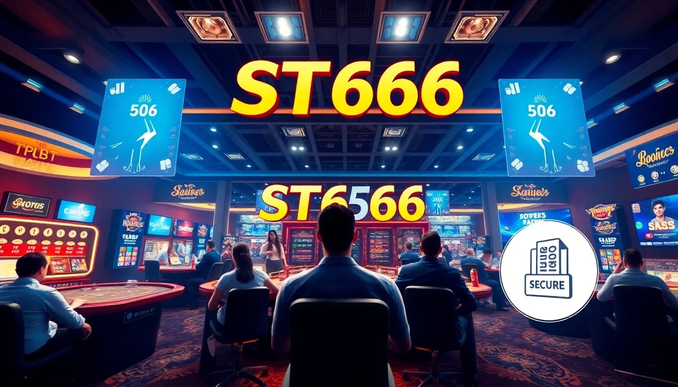 ST666 online gambling platform interface showcasing vibrant games, promotions, and secure payments.