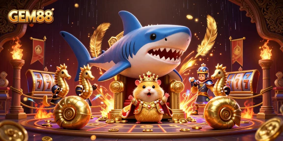 GEM88 delights players with a fierce golden hamster king amidst thrilling casino dynamics.