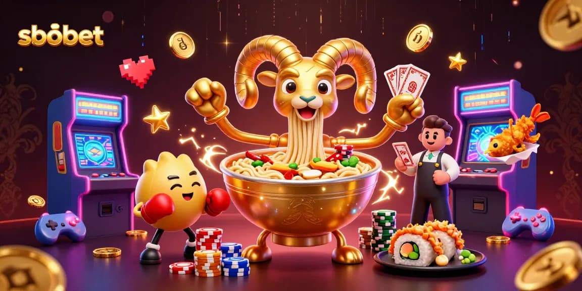 SBOBET engages players with thrilling betting action in a vibrant casino-themed 3D scene.