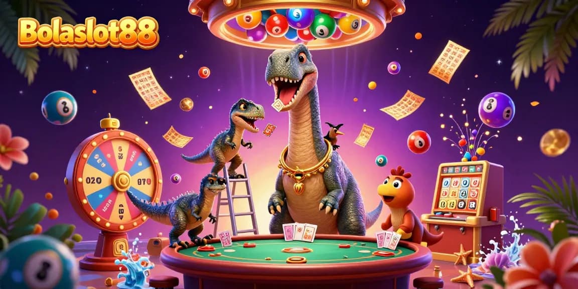 Bolaslot88 showcases an animated casino scene with vibrant games and captivating characters in action.
