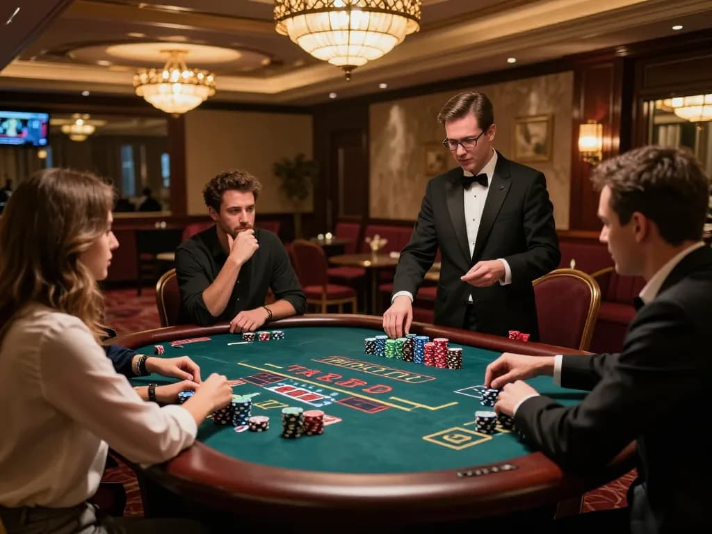 Players strategizing at SC88 blackjack table, showcasing interactive casino excitement and professional dealers.